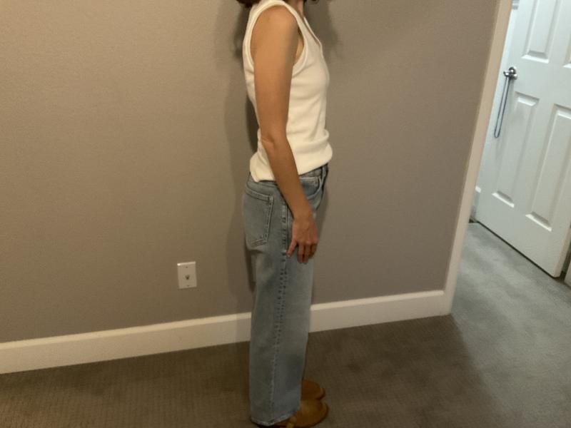 Customer photo for "Best wide leg jeans for petite!"