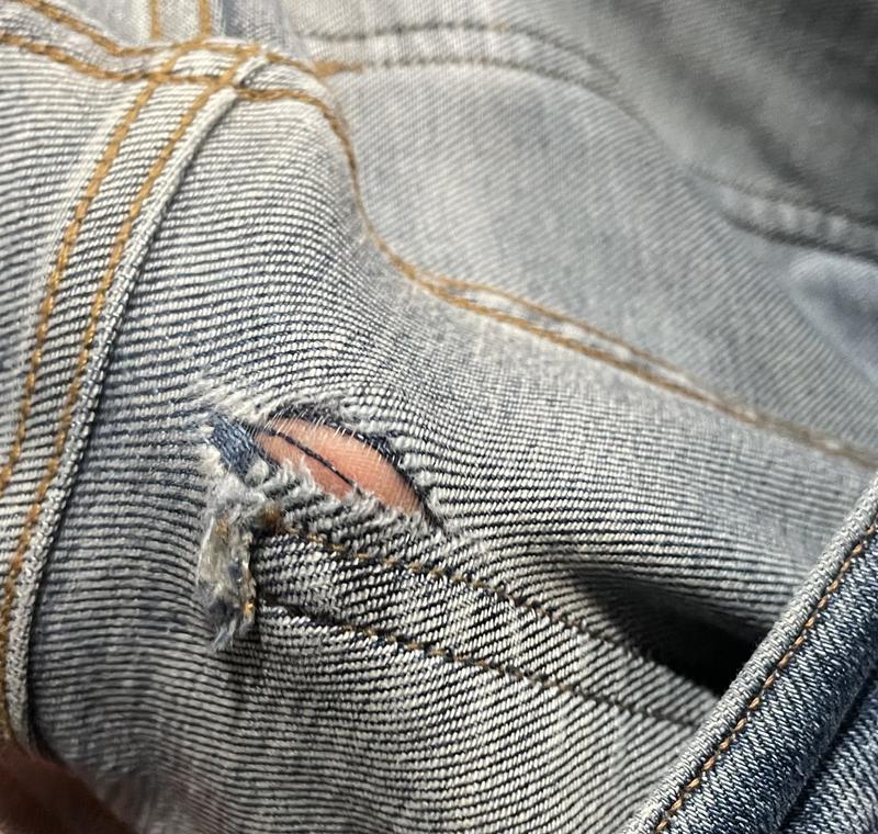 Customer photo for "Back pocket seem failure"