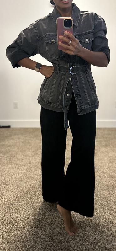 Belted Oversized Trucker Jean Jacket