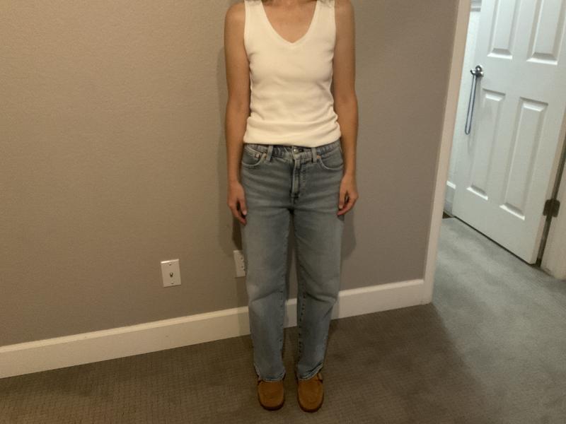 Customer photo for "Best wide leg jeans for petite!"