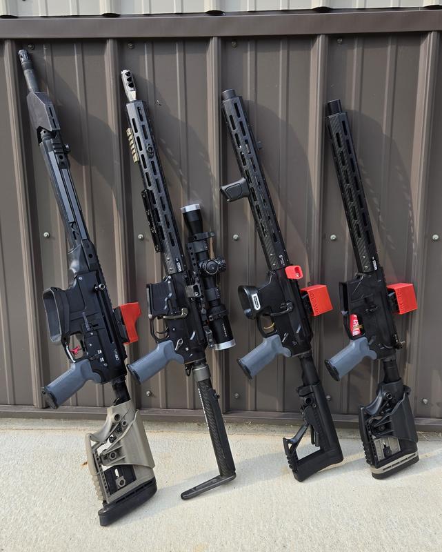 All the AR's  12GA., 3 Gun .223, .40cal PCC, AR22 Steel Challenge.