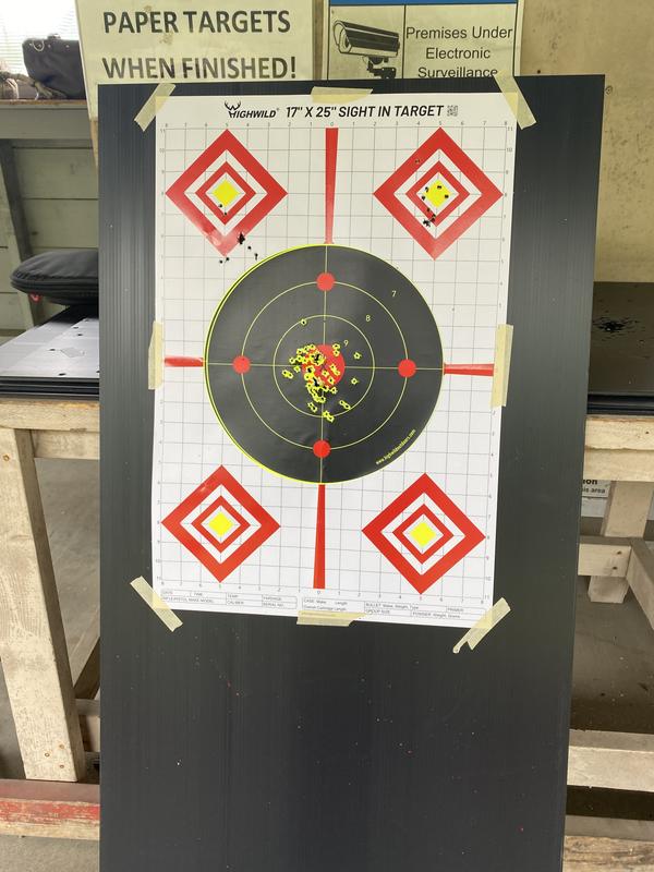 Here she is. Target is 50 yards with a red dot.