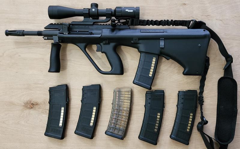 AUG with five PMAGS.