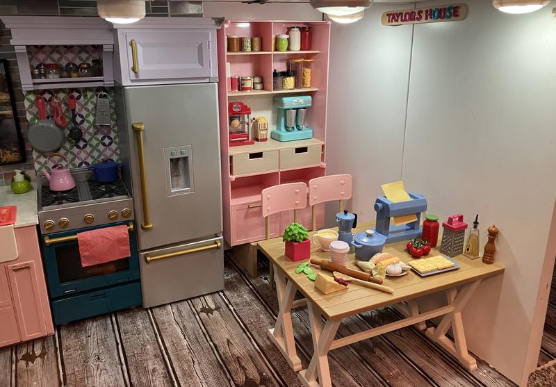 Our Generation Pretty Pantry Home Kitchen Furniture Set for 18 Dolls