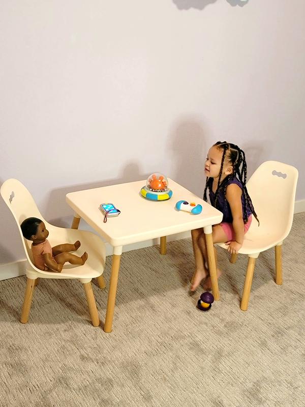 Kid Century Modern Table Chair Set Ivory Furniture for Kids B. spaces