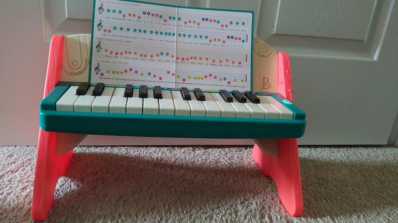 B. Toys Wooden Toddler Kids Piano Keyboard w/ Sheet Music 