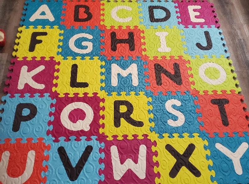 Alphabet Foam Play Mat Learning Creative Portable Toy Set 28 Soft Colorful Tiles