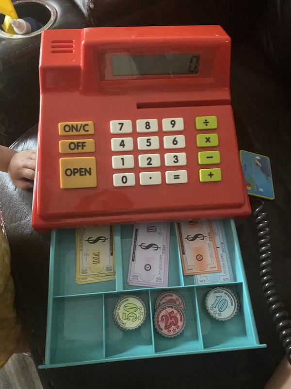 Red Calculating Cash Register with Scanner Toy Cash Register