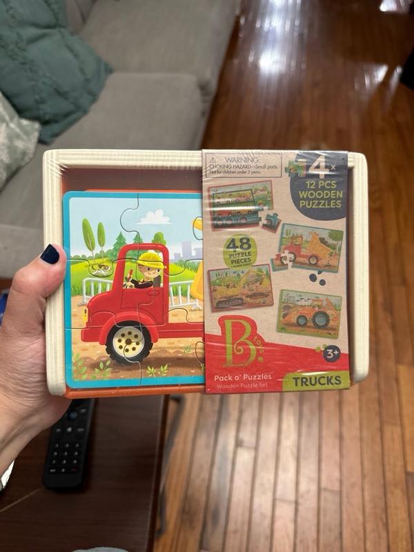 Pack o' Puzzles - Trucks, Wooden Puzzle Set