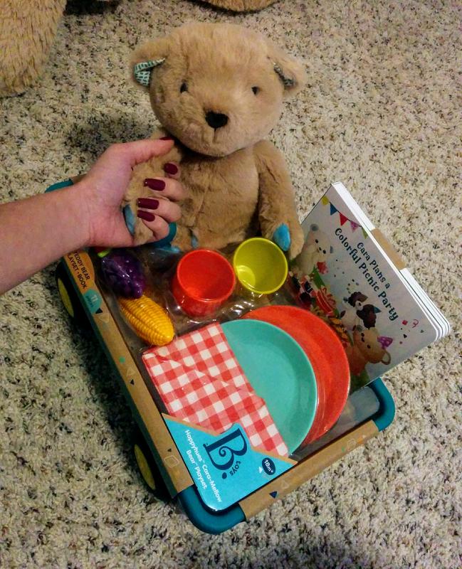 Cara-Mellow Bear Playset | Bear, Book, Picnic Set | B. toys