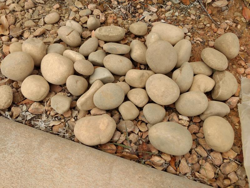 Rocks added around shrubbery