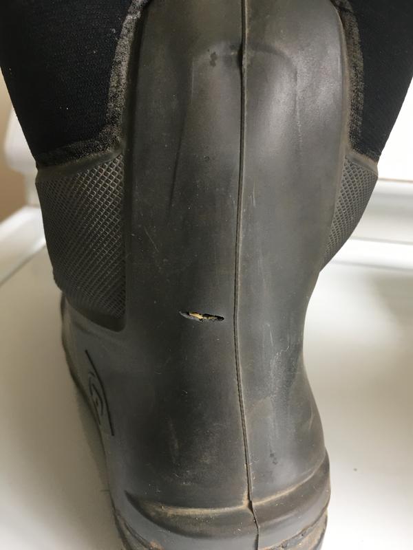 Material failure left boot