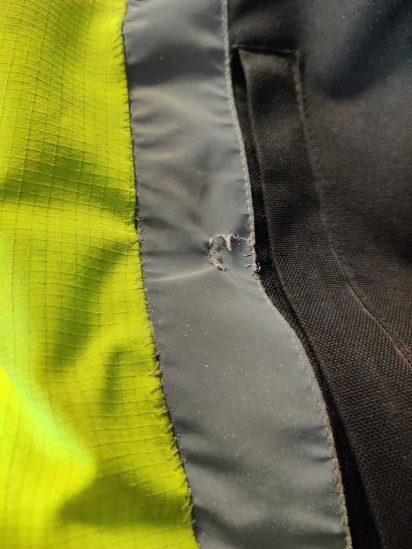 torn then sewn seams