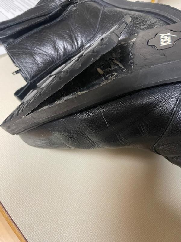 Detached soles of boot