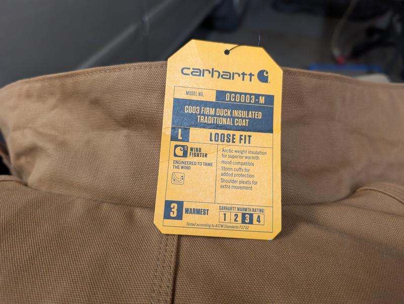 Card that came with the coat and collar showing no snaps