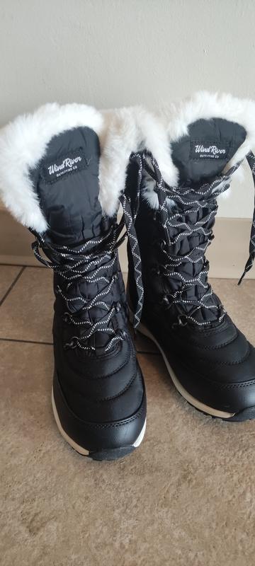 WindRiver Women's Summit II T-Max Insulated Winter Boots with Faux Fur Trim  - Black/White