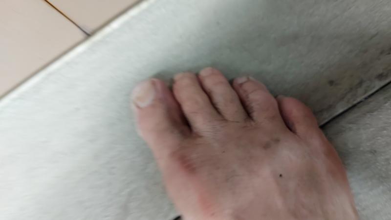 Dirt and water from separated sole.