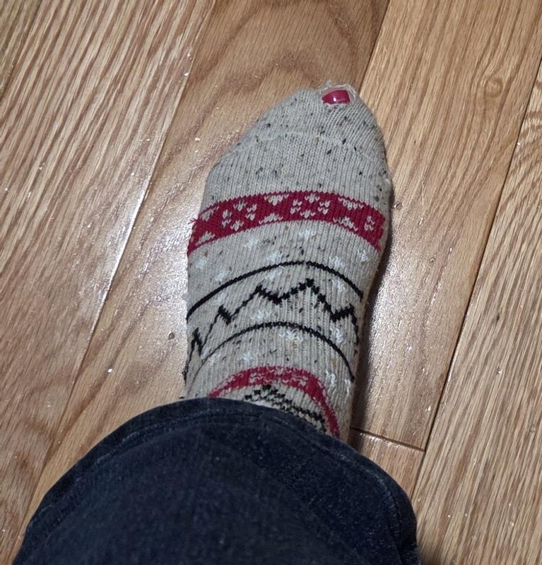 Washed then first day wearing this happened.  My toenail wasn't sharp btw