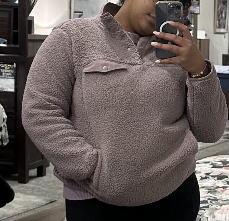 32 Degrees Women's 1/4 Snap Fleece Pullover - Warm Stand Collar With Pockets