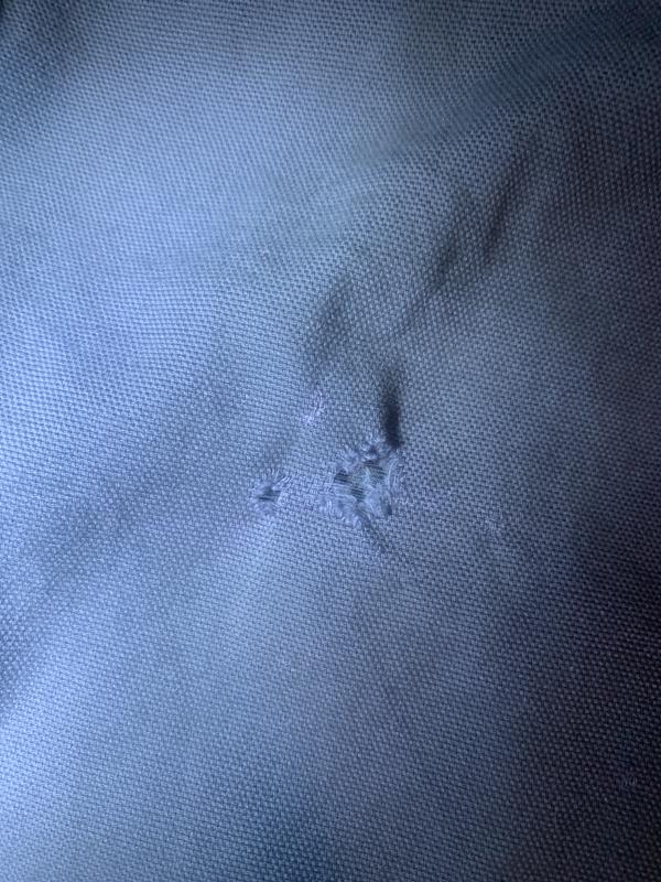 Holes in the right leg