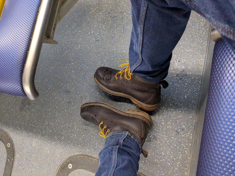 On the bus staying out of the rain