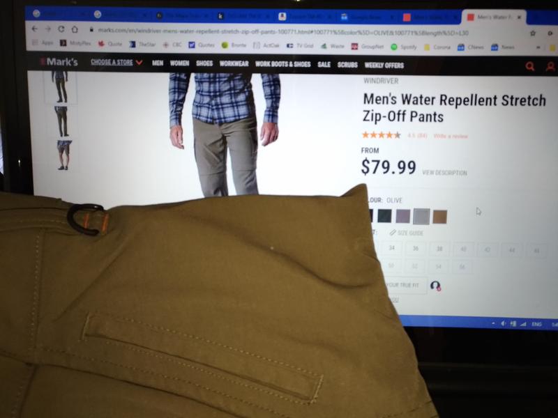 WindRiver Men's Water Repellent Stretch Zip Off Pants Marks