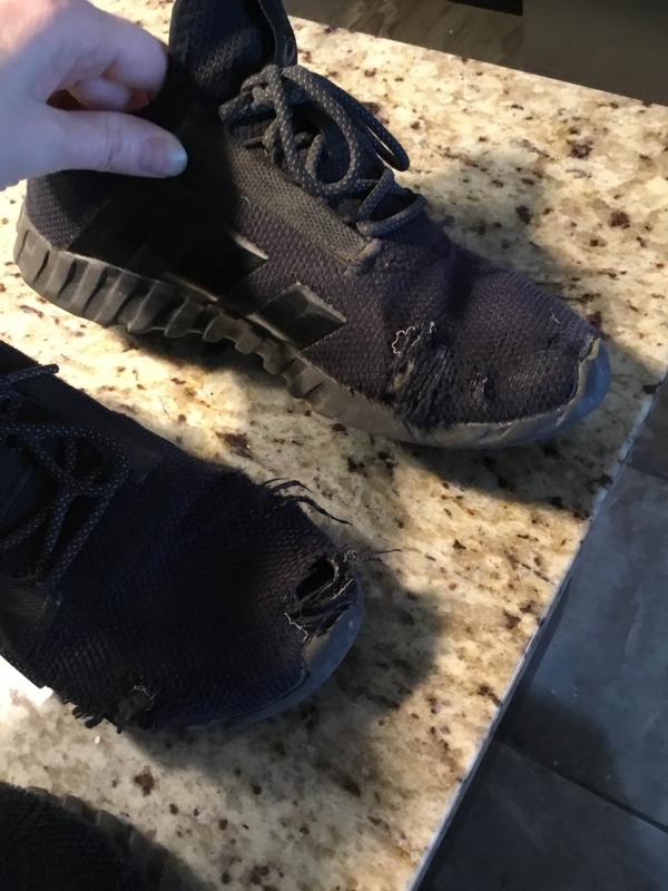 Holes in mesh.  Only 4 months old each pair.