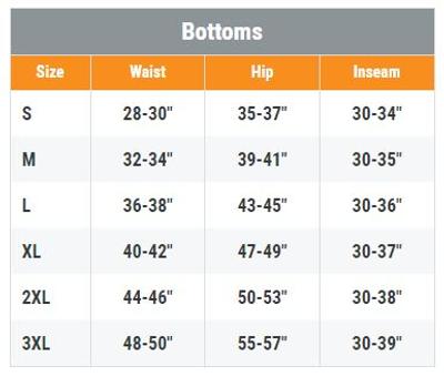 WR Bottoms Size Guide