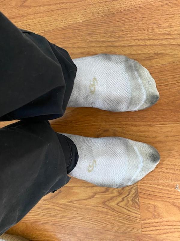 What used to be white socks!