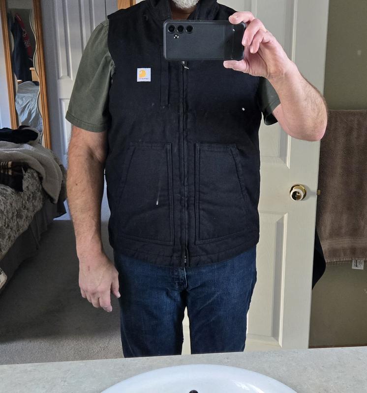 Carhartt Men's Gravel Washed Duck Sherpa-Lined Mockneck Vest
