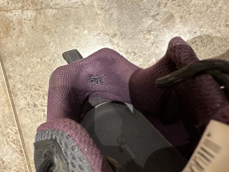 Worn through at backs within 3 months