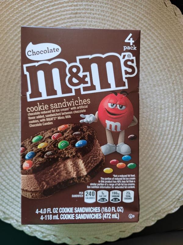 M&M'S Chocolate Ice Cream Cookie Sandwiches, 4 Ct Box, Frozen Foods