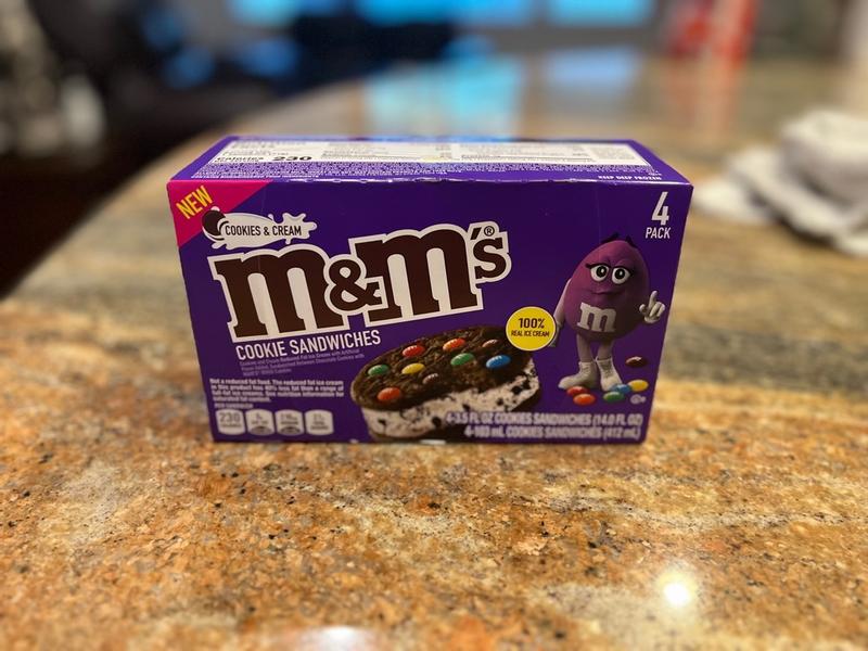 M&M's Ice Cream Cookies and Cream Sandwiches, Reduced Fat M&M's Ice Cream Cookies and Cream Sandwiches, Reduced Fat