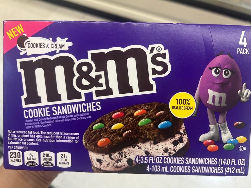 M&M's Ice Cream Cookies and Cream Sandwiches, Reduced Fat