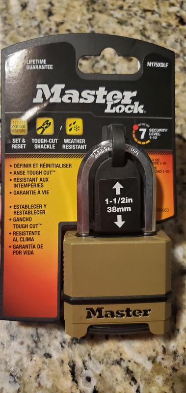 Master Lock Combination Lock, Heavy Duty Weatherproof Padlock, Resettable  For Outdoor Use, M175XDLF, Brass Finish