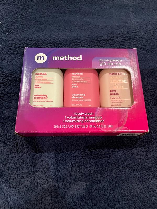 travel-sized gift set trio - pure peace, 10.2 oz – method products