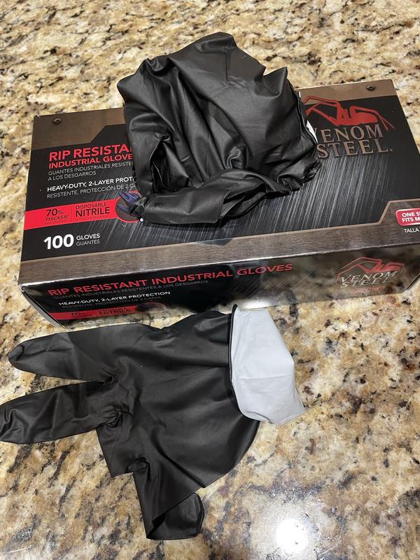 Venom Steel Black Nitrile Industrial Disposable Gloves, Layer