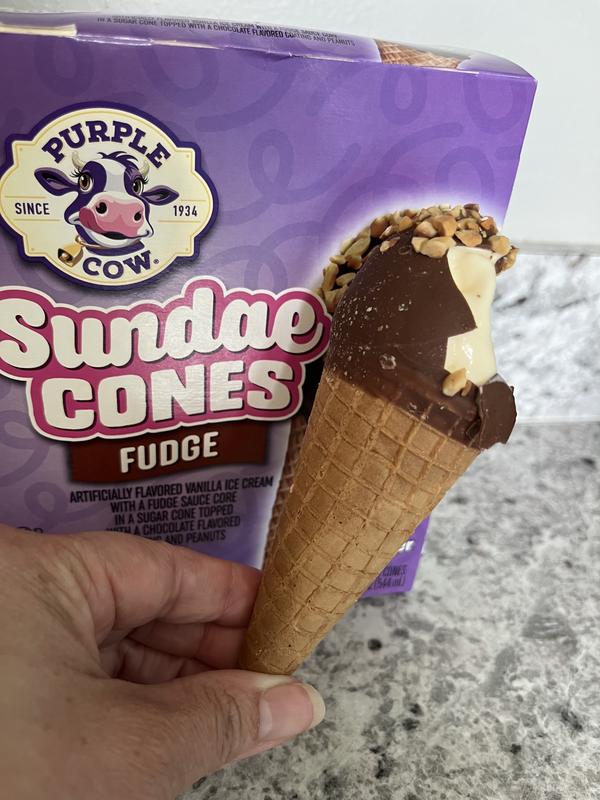 Purple Cow Vanilla Ice Cream Sundae Cones, Count Meijer