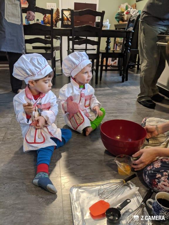 Boys making muffins.