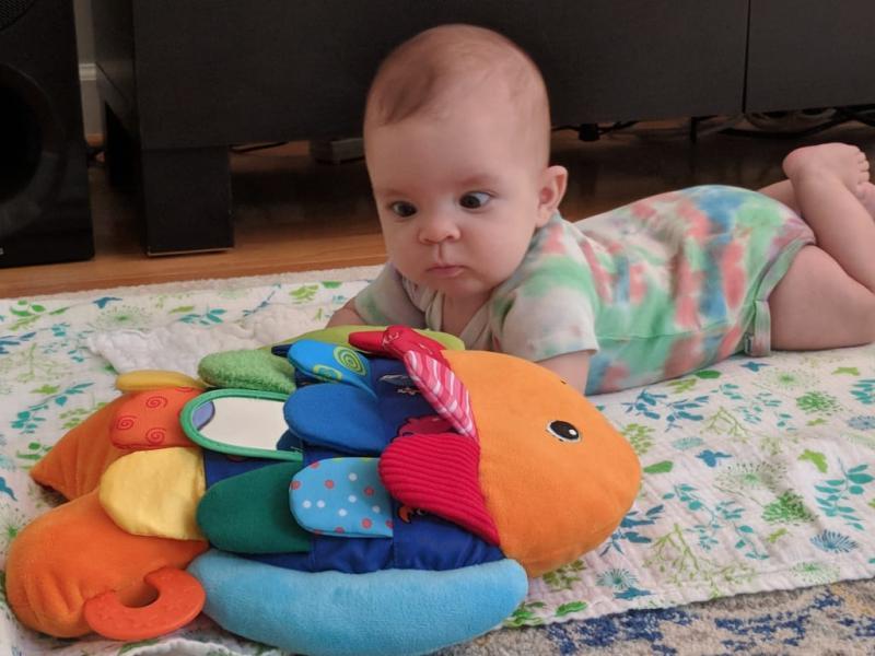 Jean and her fishy during tummy time!
