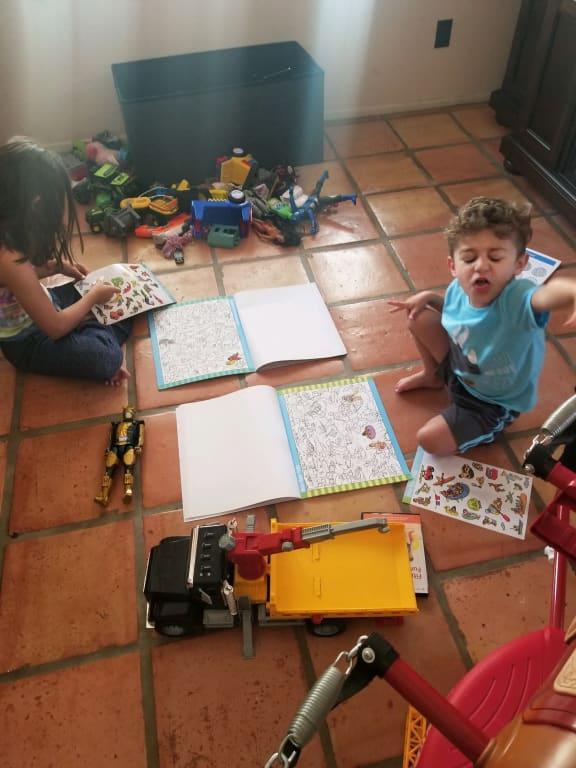 Enjoying the sticker books!