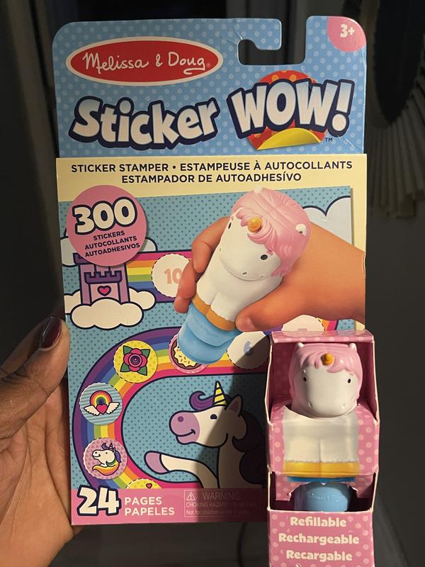 Melissa & Doug Sticker Wow! Unicorn Bundle: Sticker Stamper, 24 Page Activity Pad, 600 Stickers, Size: 1.900 inchLarge x 6.000 inchw x 10.000 inchh