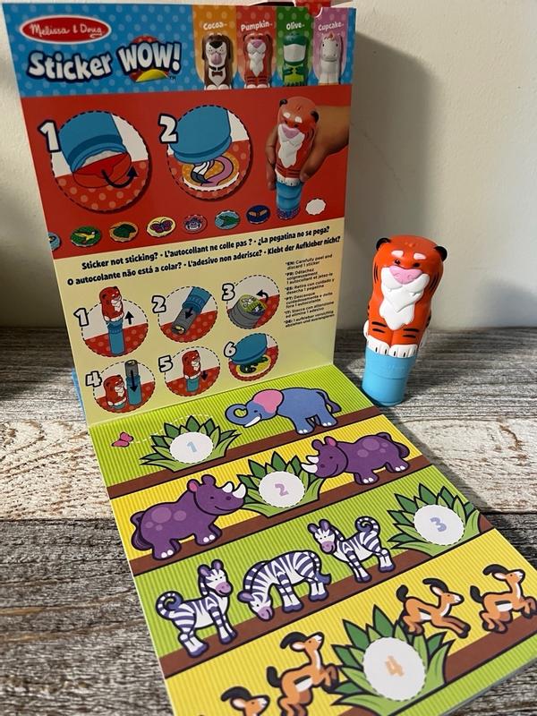 Toddler's Sticker Wow! Dinosaur and Tiger Bundle: 2 Activity Pads, 2 Sticker Stampers, 600 Stickers Toy - Melissa & Doug