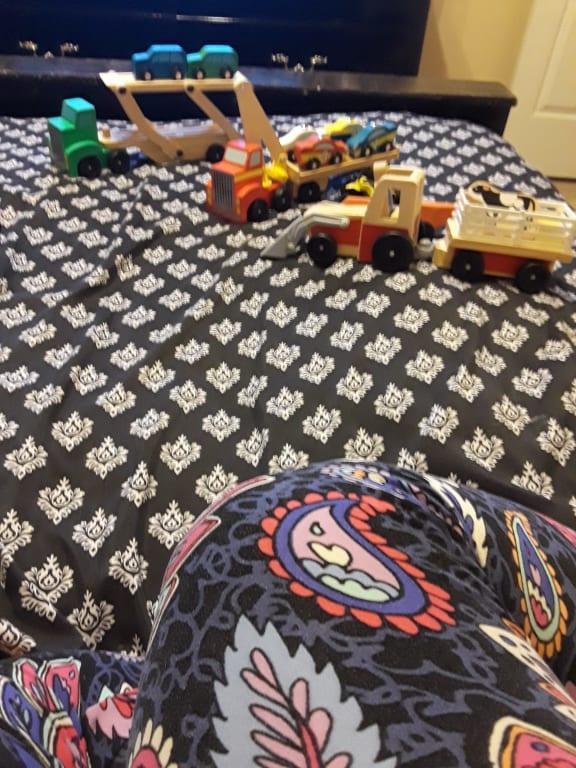 Setting up the play area.