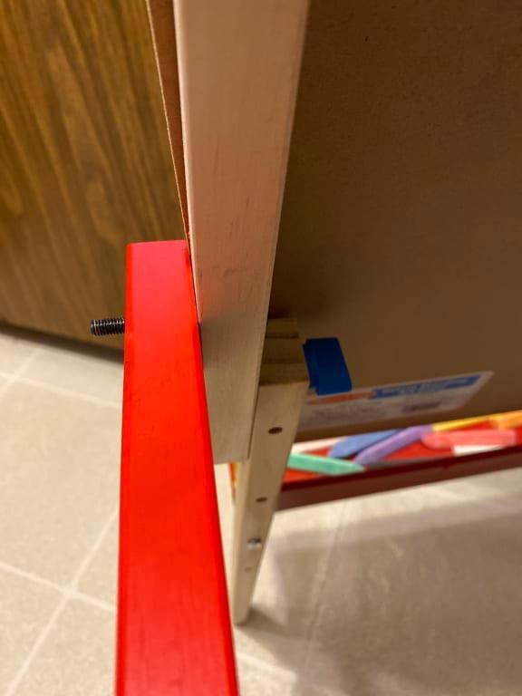 This black bolt was meant to also stick through another one inch piece of wood.