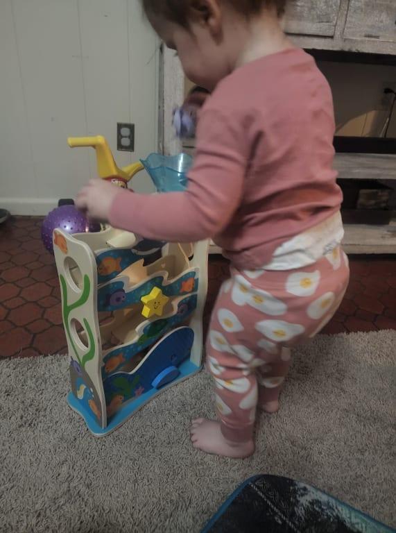 putting the ocean creature to slide.