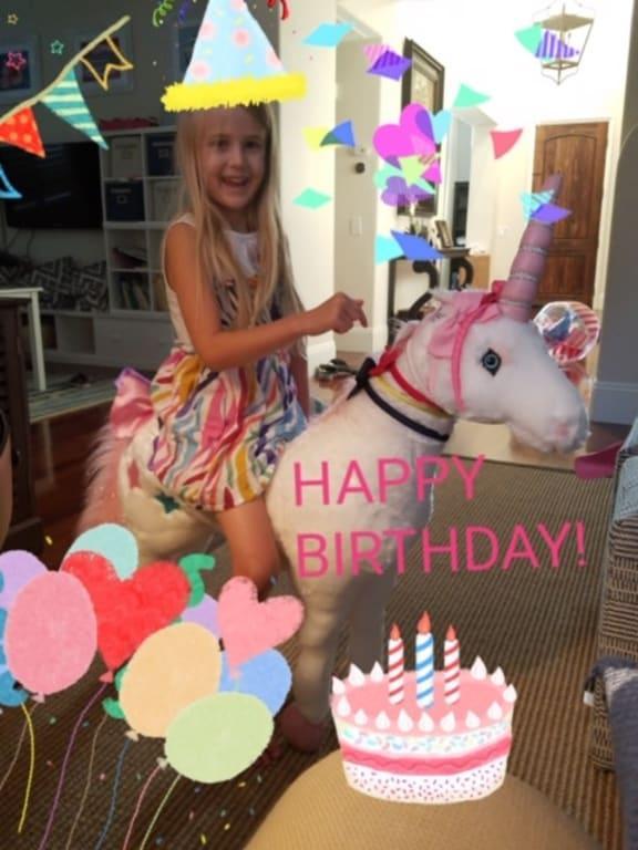 Her new best friend Unicorn!