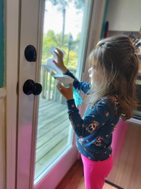 Oldest loves cleaning the windows