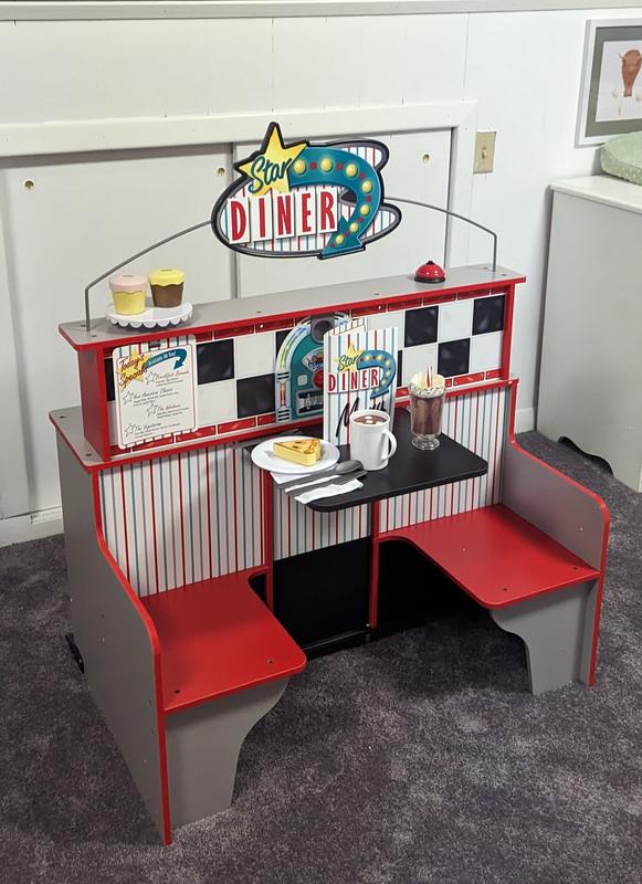 Melissa & Doug Double-Sided Wooden Star Diner Restaurant Play Space