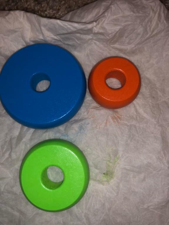 Paint left on damp napkin from inner ring